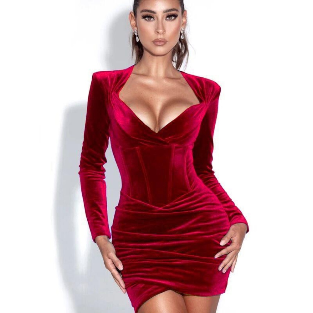 ~Rarefied Radiance:Rouge Ruched Corset Dress~